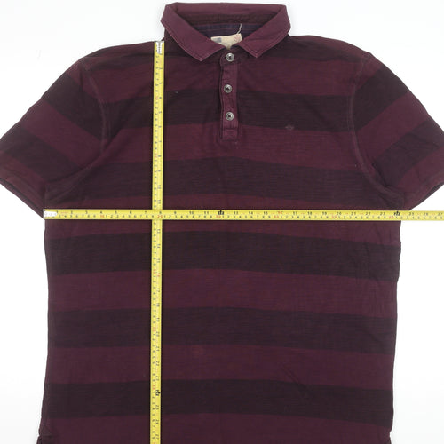 Kurt & Coast Men's Purple Striped Cotton Polo Shirt XL Tailored Fit
