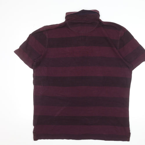 Kurt & Coast Men's Purple Striped Cotton Polo Shirt XL Tailored Fit