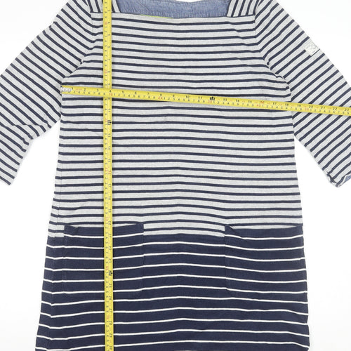 Joules Women Blue Striped Cotton Shift Dress Size 12 Nautical Style