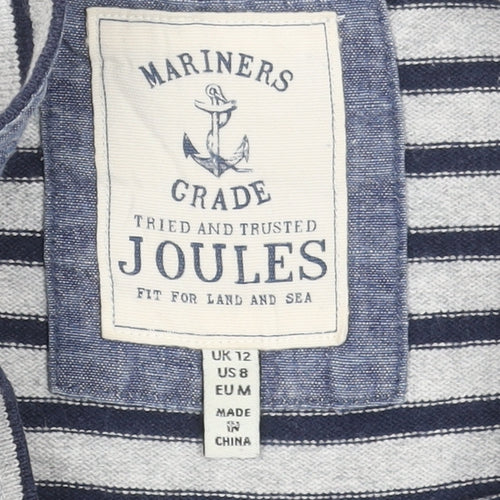 Joules Women Blue Striped Cotton Shift Dress Size 12 Nautical Style