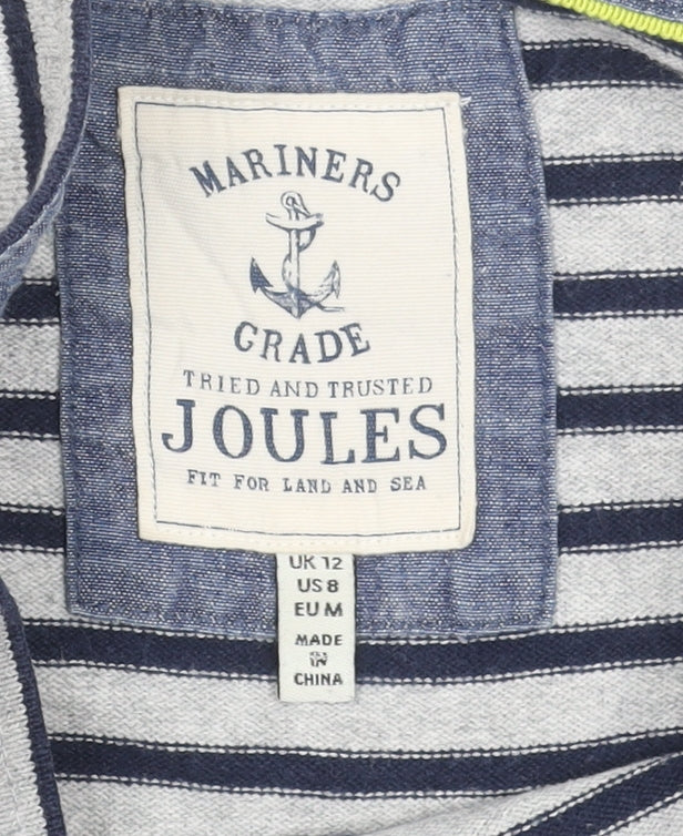 Joules Women Blue Striped Cotton Shift Dress Size 12 Nautical Style