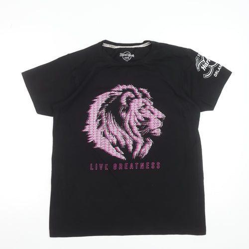 Hard Rock Cafe Men's Black Cotton Lion Graphic T-Shirt Size M