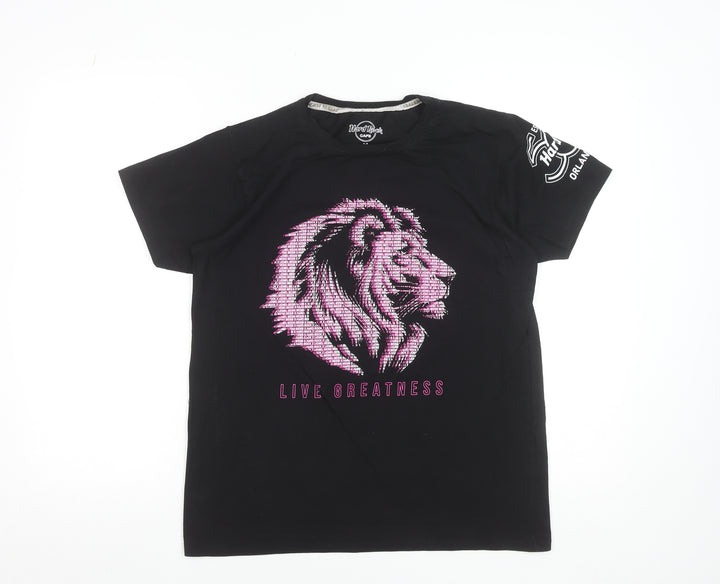Hard Rock Cafe Men's Black Cotton Lion Graphic T-Shirt Size M