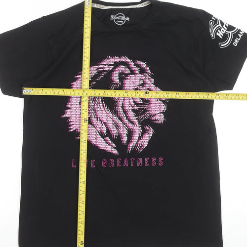 Hard Rock Cafe Men's Black Cotton Lion Graphic T-Shirt Size M
