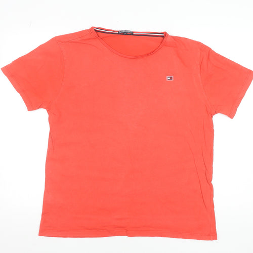 Tommy Hilfiger Men's Red Crew Neck Cotton T-Shirt Size M