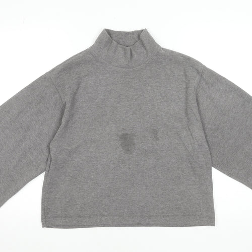 ASOS Design Women’s Grey Cropped Mock Neck Long Sleeve Top Size S
