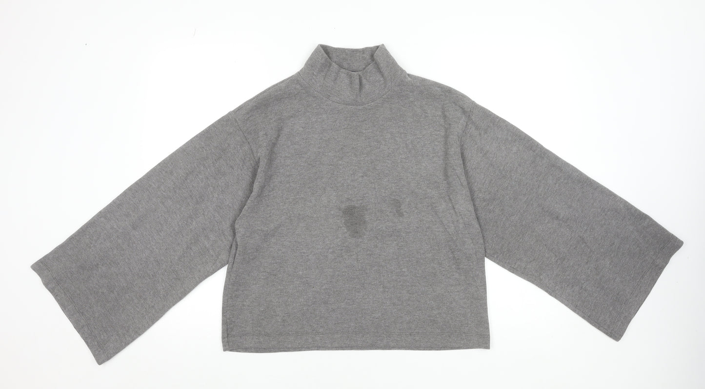 ASOS Design Women’s Grey Cropped Mock Neck Long Sleeve Top Size S