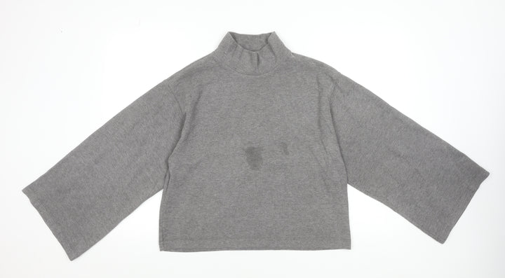 ASOS Design Women’s Grey Cropped Mock Neck Long Sleeve Top Size S