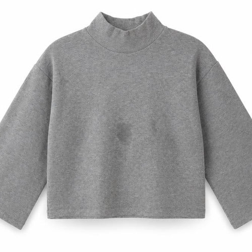 ASOS Design Women’s Grey Cropped Mock Neck Long Sleeve Top Size S