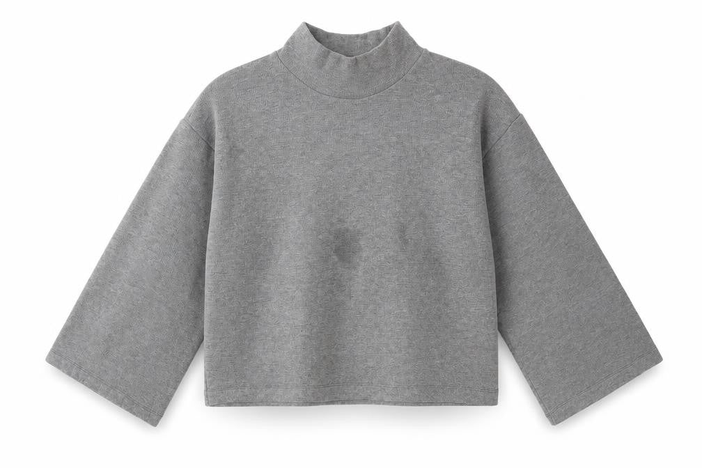 ASOS Design Women’s Grey Cropped Mock Neck Long Sleeve Top Size S