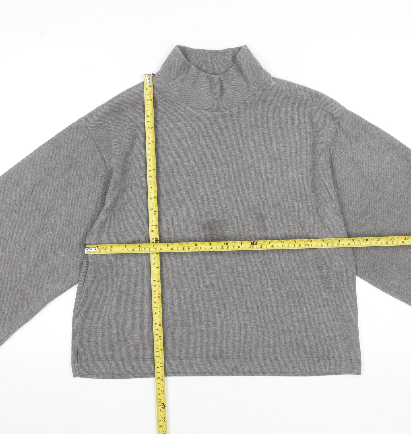 ASOS Design Women’s Grey Cropped Mock Neck Long Sleeve Top Size S