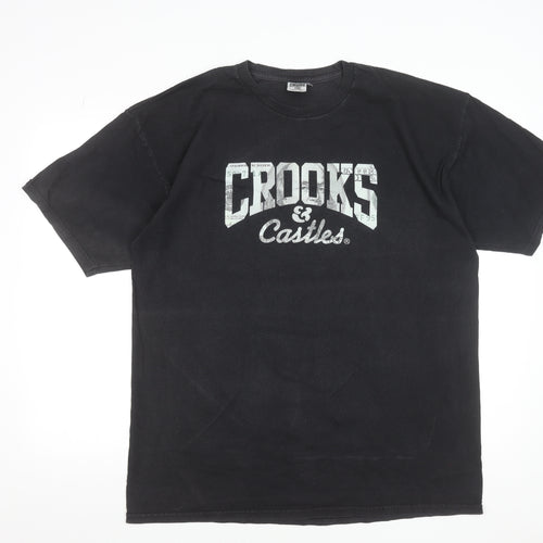 Crooks & Castles Men's Black XL Graphic Crew Neck Cotton T-Shirt