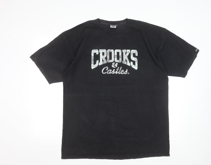 Crooks & Castles Men's Black XL Graphic Crew Neck Cotton T-Shirt
