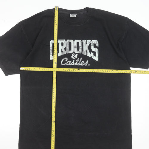 Crooks & Castles Men's Black XL Graphic Crew Neck Cotton T-Shirt