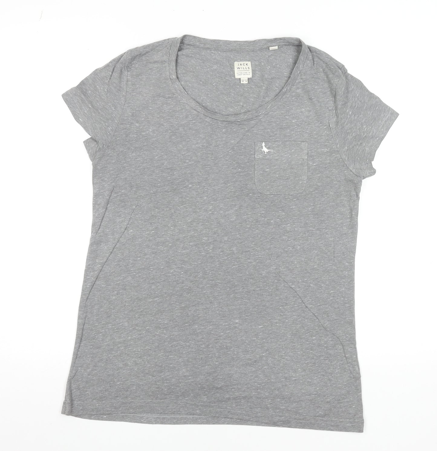 Jack Wills Womens Grey Basic Short Sleeve T-Shirt UK 12