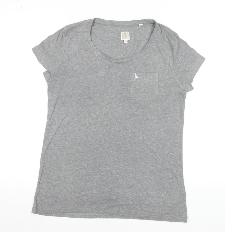 Jack Wills Womens Grey Basic Short Sleeve T-Shirt UK 12