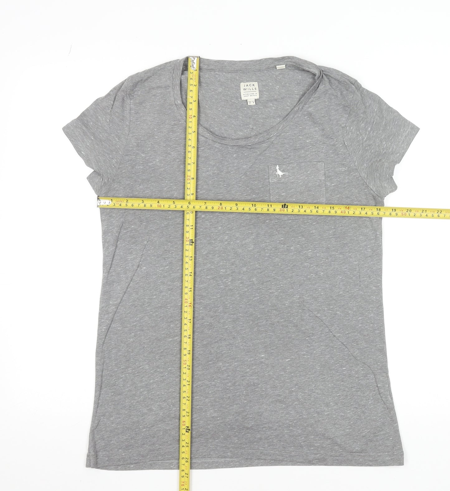 Jack Wills Womens Grey Basic Short Sleeve T-Shirt UK 12