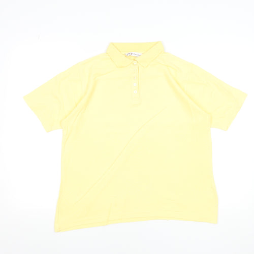 EWM Pure Classics Women's Yellow 100% Cotton Short Sleeve Polo Shirt M 14-16