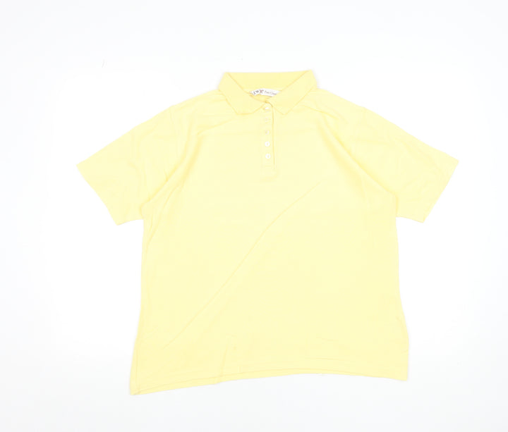 EWM Pure Classics Women's Yellow 100% Cotton Short Sleeve Polo Shirt M 14-16
