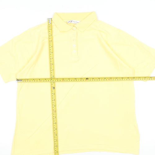 EWM Pure Classics Women's Yellow 100% Cotton Short Sleeve Polo Shirt M 14-16