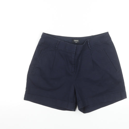 Oasis Women Blue Size 8 Chino Shorts Cotton Twill