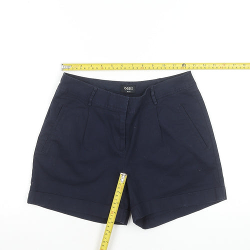 Oasis Women Blue Size 8 Chino Shorts Cotton Twill