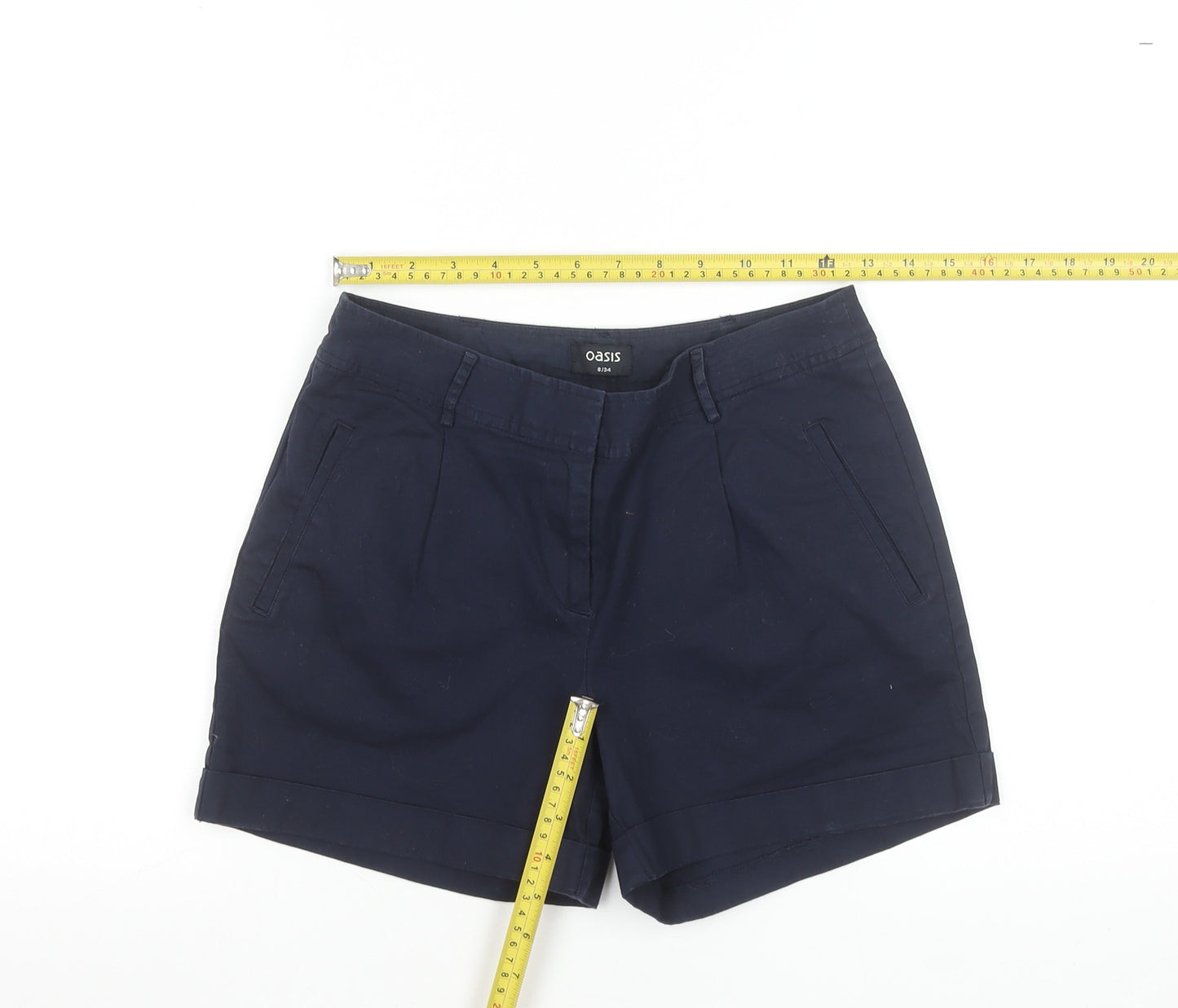 Oasis Women Blue Size 8 Chino Shorts Cotton Twill
