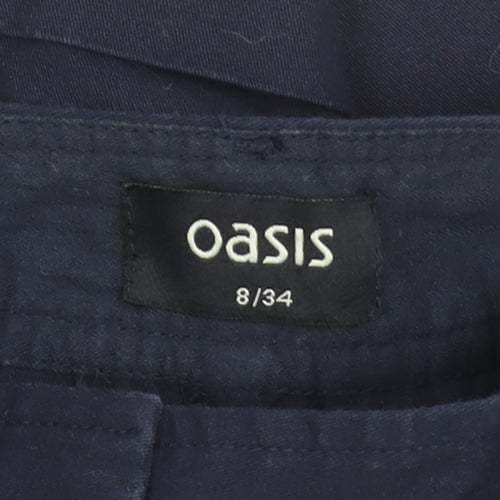 Oasis Women Blue Size 8 Chino Shorts Cotton Twill