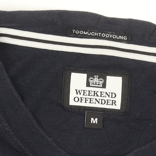 Weekend Offender Men's Navy Blue Cotton Crew Neck T-Shirt M