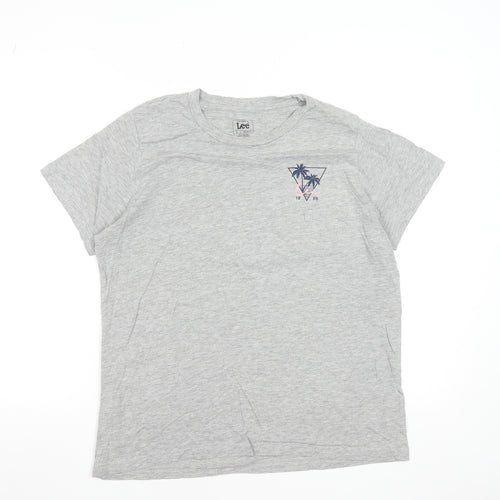 Lee Men's Grey Graphic Palm Tree Regular Fit T-Shirt L