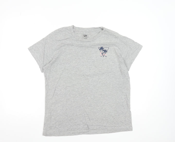 Lee Men's Grey Graphic Palm Tree Regular Fit T-Shirt L