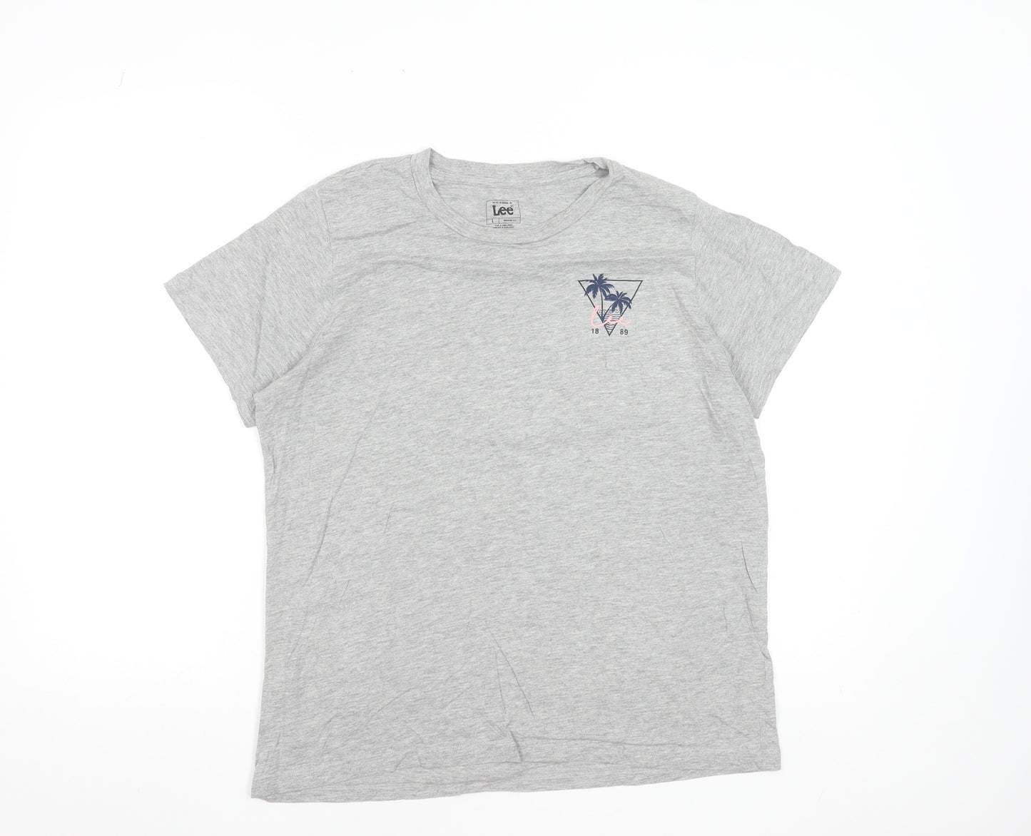 Lee Men's Grey Graphic Palm Tree Regular Fit T-Shirt L