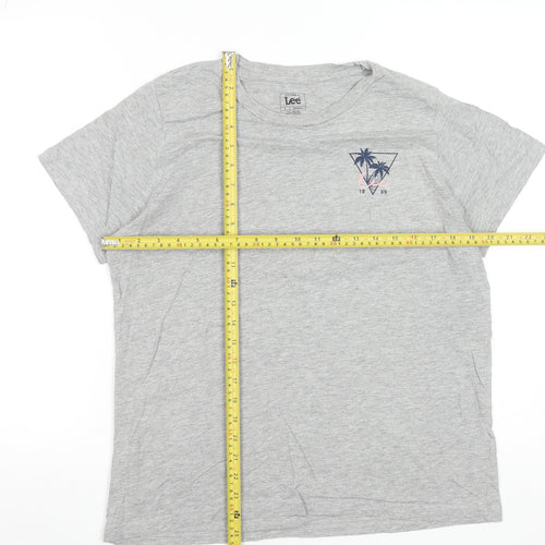 Lee Men's Grey Graphic Palm Tree Regular Fit T-Shirt L