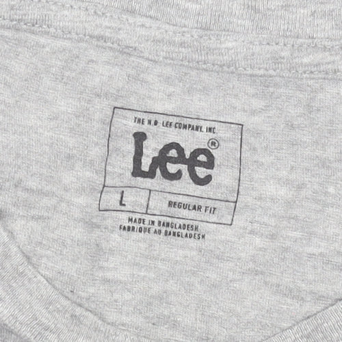 Lee Men's Grey Graphic Palm Tree Regular Fit T-Shirt L