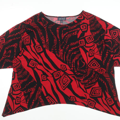 Saloos Women's Red Black Geometric Tunic Blouse Size 22