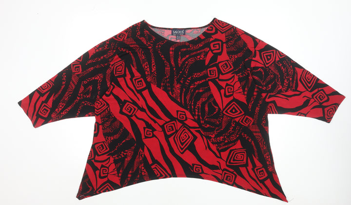 Saloos Women's Red Black Geometric Tunic Blouse Size 22