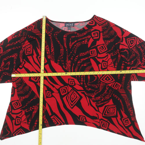 Saloos Women's Red Black Geometric Tunic Blouse Size 22