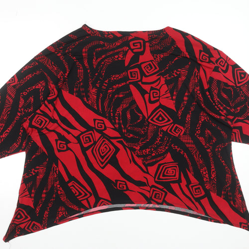 Saloos Women's Red Black Geometric Tunic Blouse Size 22