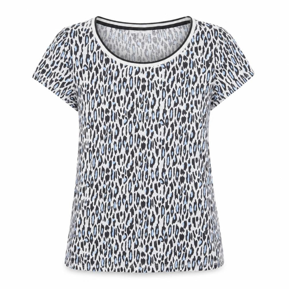 Front view of Gerard Darel women’s multicoloured animal print t-shirt, size UK 12