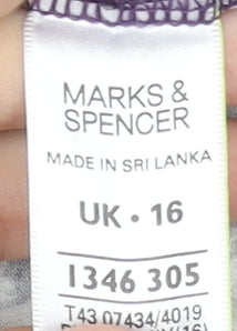 Marks and Spencer Women Purple Floral 3/4 Sleeve Scoop Neck Tunic Top UK 16
