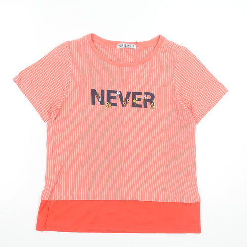 Voir Jeans Women's Pink Striped Sequin T-Shirt Size S