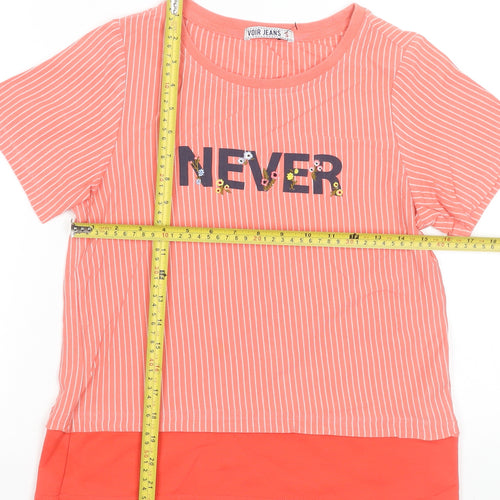 Voir Jeans Women's Pink Striped Sequin T-Shirt Size S