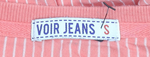 Voir Jeans Women's Pink Striped Sequin T-Shirt Size S