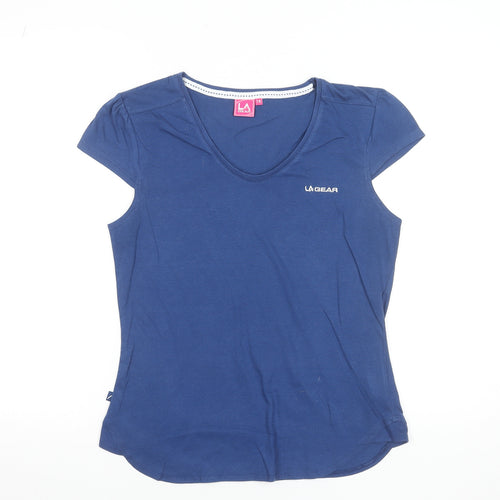 LA Gear Women's Blue V-Neck Short Sleeve T-Shirt Size 14