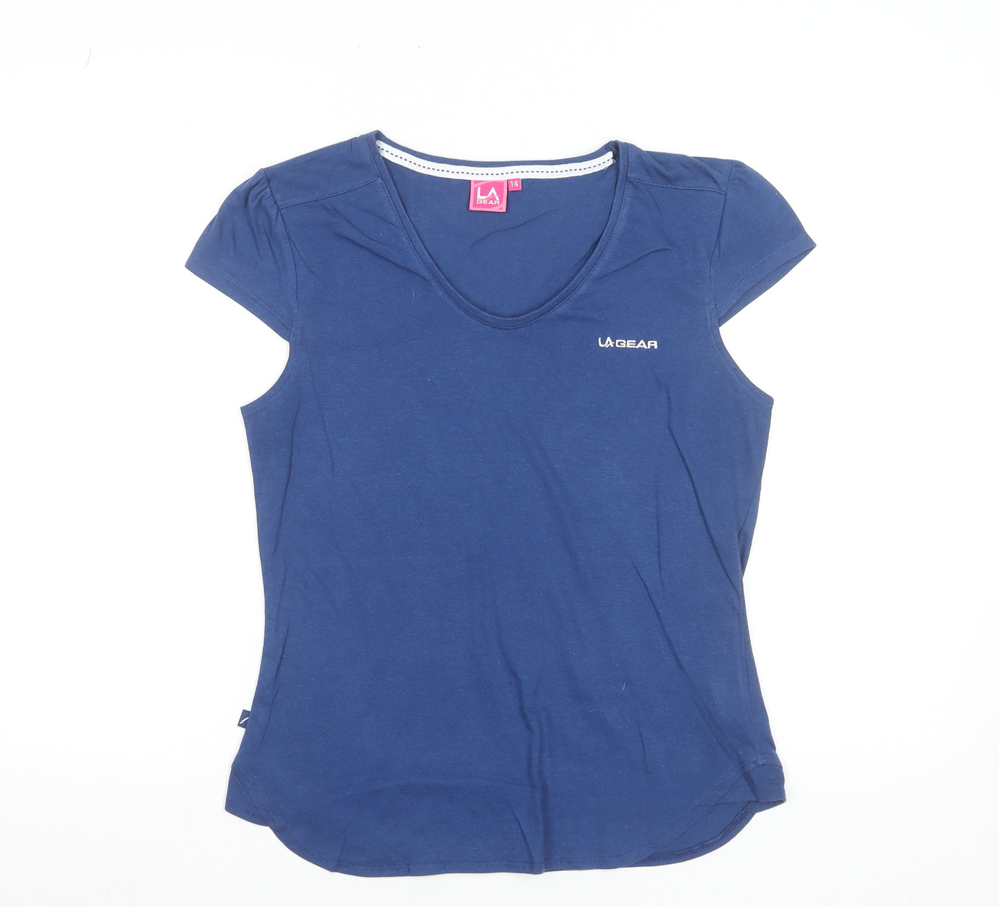 LA Gear Women's Blue V-Neck Short Sleeve T-Shirt Size 14