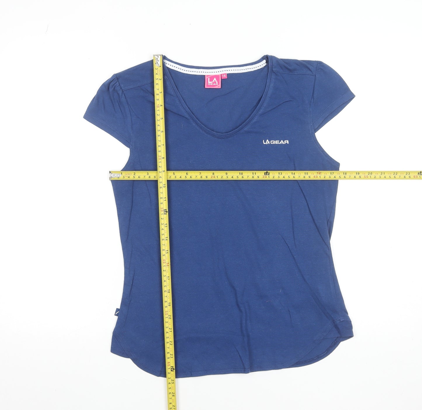 LA Gear Women's Blue V-Neck Short Sleeve T-Shirt Size 14