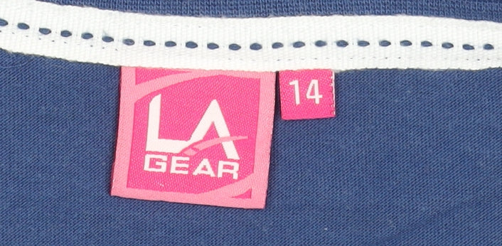 LA Gear Women's Blue V-Neck Short Sleeve T-Shirt Size 14