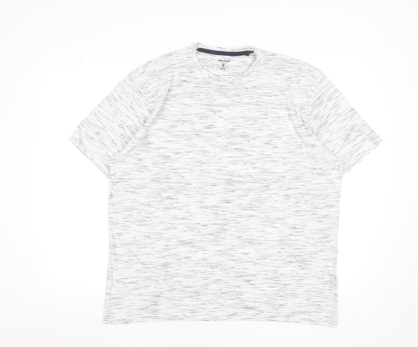 James Pringle Men's White Large Crew Neck Cotton T-Shirt