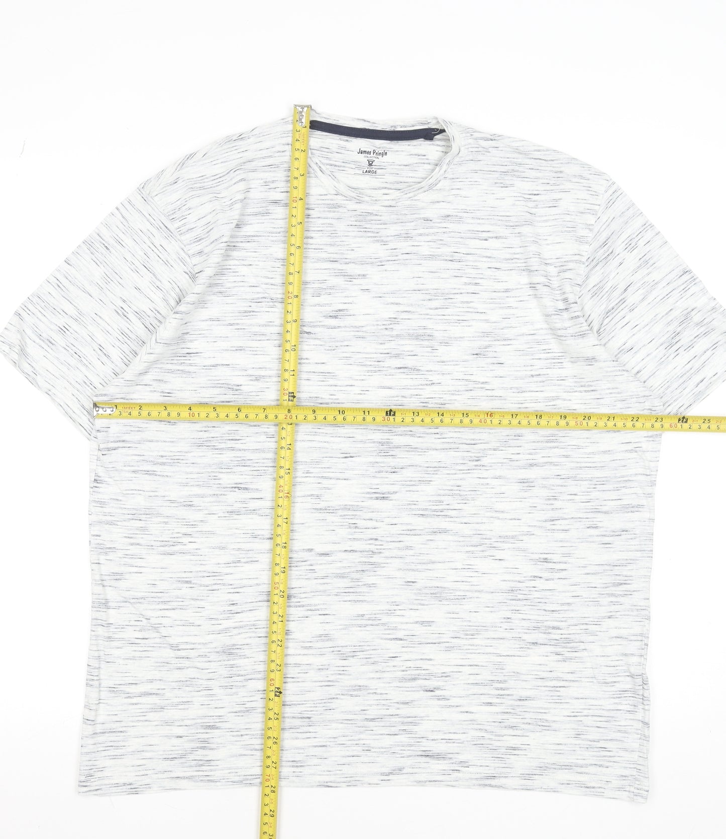 James Pringle Men's White Large Crew Neck Cotton T-Shirt