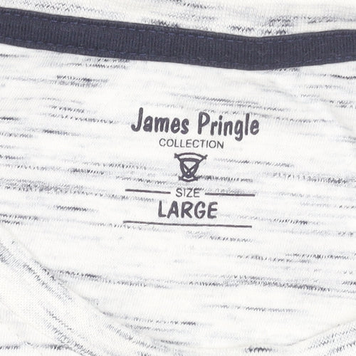 James Pringle Men's White Large Crew Neck Cotton T-Shirt